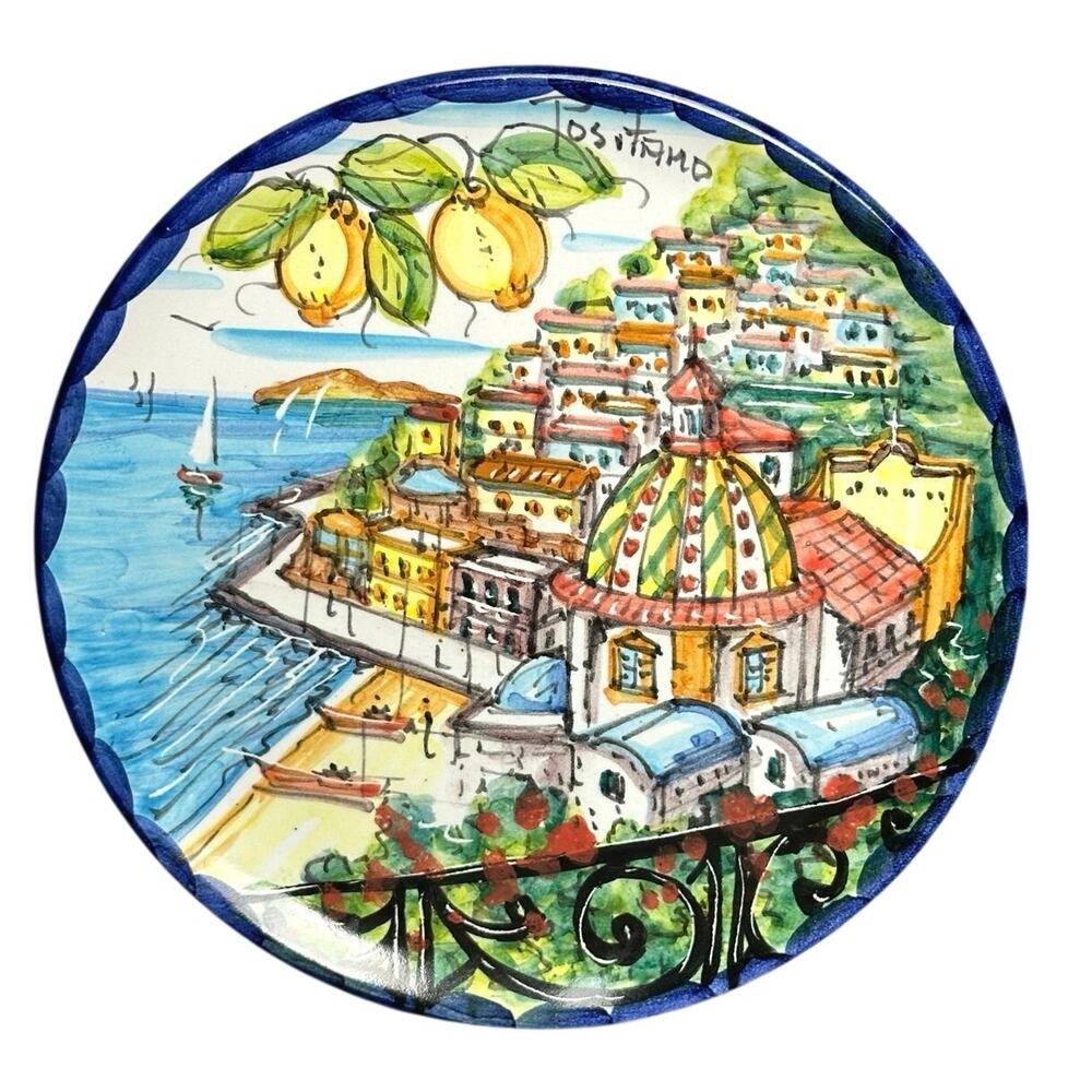 Vintage Positano Italy decorative plate wall decor 7” Amalfi Coast seaside lemon